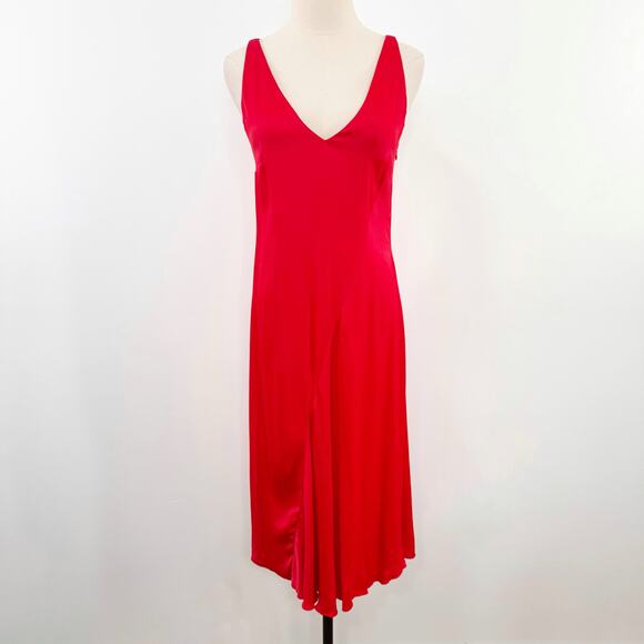 & Other Stories Satin Dress Red Midi Bias Cut Slip Party Holiday Cocktail Size 2 - Picture 15 of 15